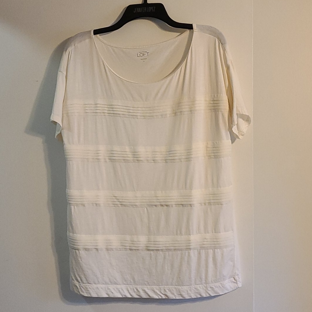 Loft white shirt with decorative stitching